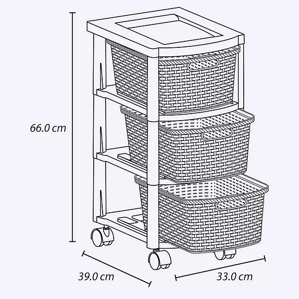 Cajonero Rimax Apariencia Rattan 3 Gavetas Altas Mocca