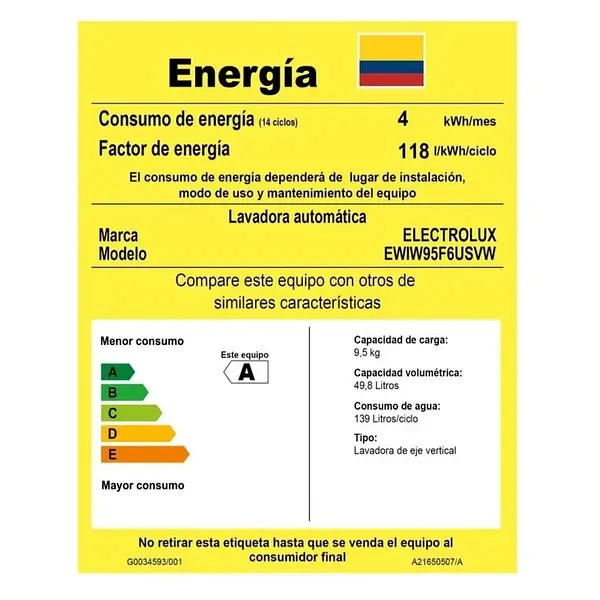 Lavadora Electrolux Carga Superior 9.5 Kilos